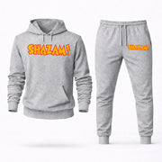 Men's Shazam Hoodie Joggers Set - Grey digital placement mockup