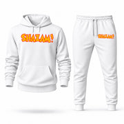 Men's Shazam Hoodie Joggers Set - White digital placement mockup
