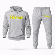 Men's Shrek Hoodie Joggers Set - Grey digital placement mockup