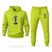 Men's Silver Surfer Hoodie Joggers Set - Lime Green digital placement mockup