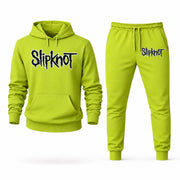 Men's Slipknot Hoodie Joggers Set - Lime Green digital placement mockup