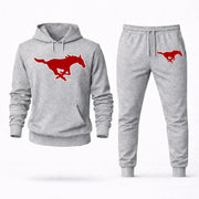 Men's SMU Hoodie Joggers Set - Grey digital placement mockup