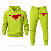 Men's SMU Hoodie Joggers Set - Lime Green digital placement mockup