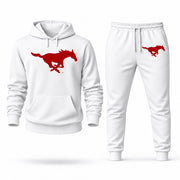 Men's SMU Hoodie Joggers Set - White digital placement mockup