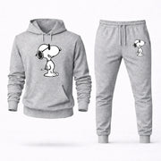 Men's Snoopy Hoodie Joggers Set - Grey digital placement mockup