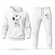 Men's Snoopy Hoodie Joggers Set - White digital placement mockup