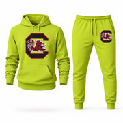 Men's South Carolina Hoodie Joggers Set - Lime Green digital placement mockup