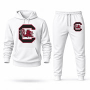 Men's South Carolina Hoodie Joggers Set - White digital placement mockup