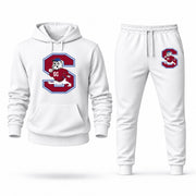 Men's South Carolina State Hoodie Joggers Set - White digital placement mockup