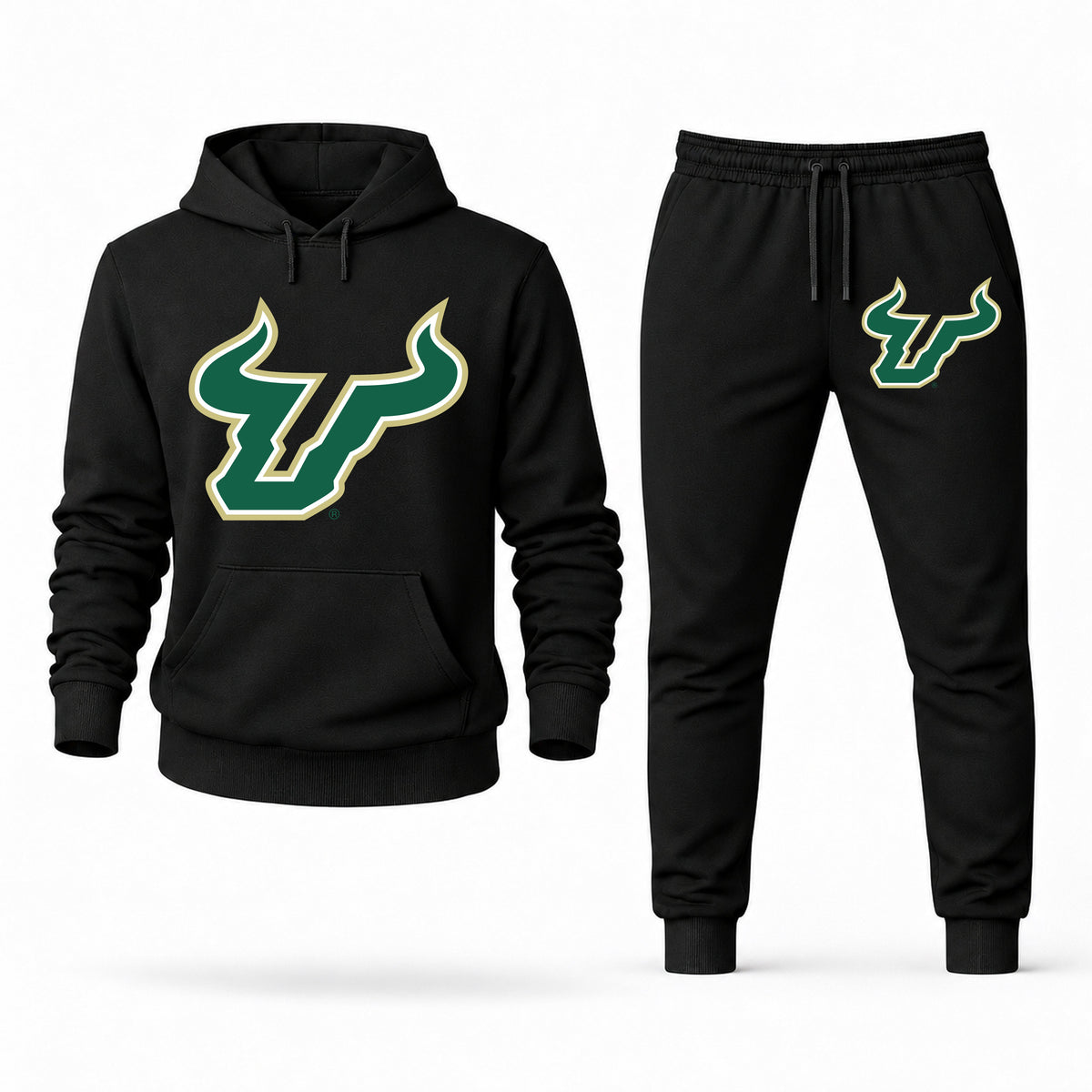 Men's South Florida Hoodie Joggers Set - Black digital placement mockup