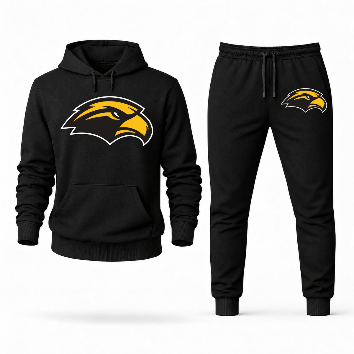 Men's Southern Miss Hoodie Joggers Set - Black digital placement mockup