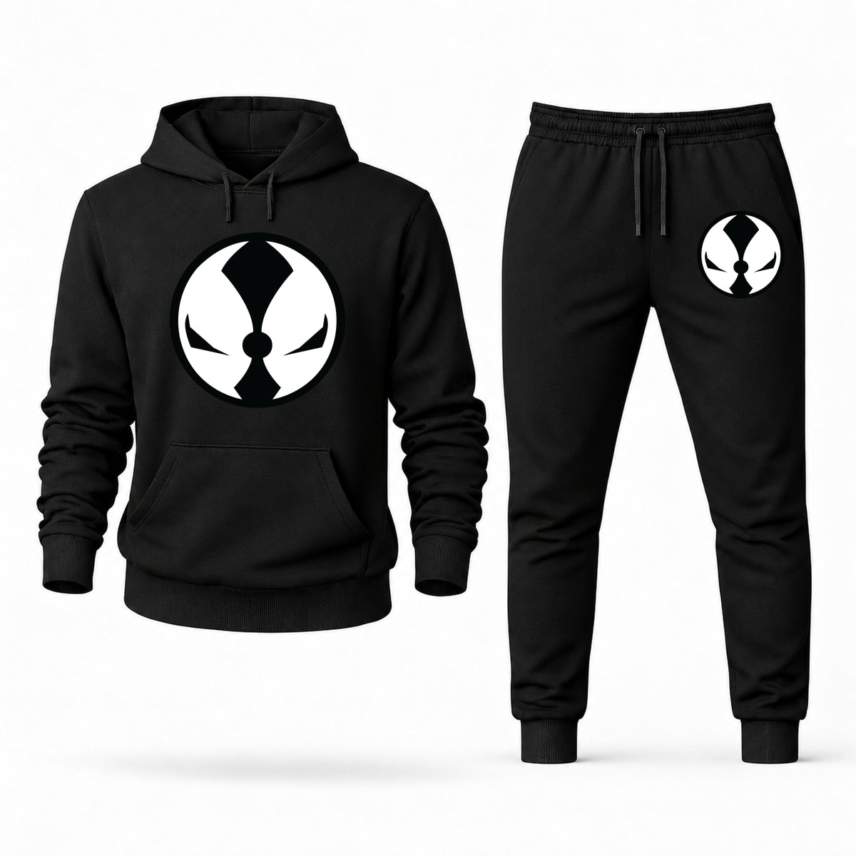 Men's Spawn Hoodie Joggers Set - Black digital placement mockup