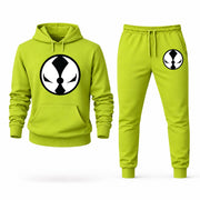 Men's Spawn Hoodie Joggers Set - Lime Green digital placement mockup