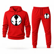 Men's Spawn Hoodie Joggers Set - Red digital placement mockup