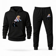 Men's Spider-Gwen Hoodie Joggers Set - Black digital placement mockup