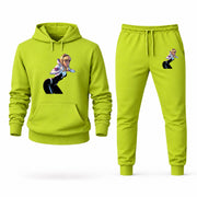 Men's Spider-Gwen Hoodie Joggers Set - Lime Green digital placement mockup