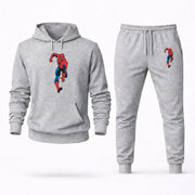 Men's Spider-Man Hoodie Joggers Set - Grey digital placement mockup