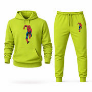Men's Spider-Man Hoodie Joggers Set - Lime Green digital placement mockup