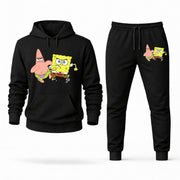 Men's SpongeBob & Patrick Hoodie Joggers Set - Black digital placement mockup