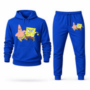 Men's SpongeBob & Patrick Hoodie Joggers Set - Blue digital placement mockup