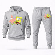 Men's SpongeBob & Patrick Hoodie Joggers Set - Grey digital placement mockup