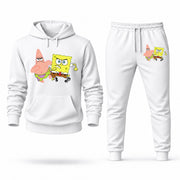 Men's SpongeBob & Patrick Hoodie Joggers Set - White digital placement mockup