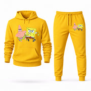 Men's SpongeBob & Patrick Hoodie Joggers Set - Yellow digital placement mockup