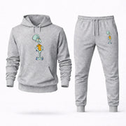 Men's Squidward Hoodie Joggers Set - Grey digital placement mockup
