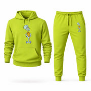 Men's Squidward Hoodie Joggers Set - Lime Green digital placement mockup