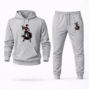 Men's Squirrel Girl Hoodie Joggers Set - Grey digital placement mockup