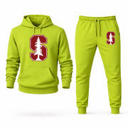 Men's Stanford Hoodie Joggers Set - Lime Green digital placement mockup