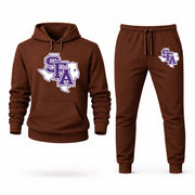 Men's Stephen F. Austin Hoodie Joggers Set - Brown digital placement mockup