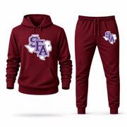 Men's Stephen F. Austin Hoodie Joggers Set - Burgundy digital placement mockup