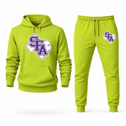Men's Stephen F. Austin Hoodie Joggers Set - Lime Green digital placement mockup