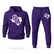 Men's Stephen F. Austin Hoodie Joggers Set - Purple digital placement mockup