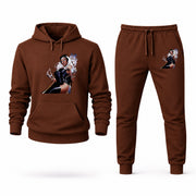 Men's Storm Hoodie Joggers Set - Brown digital placement mockup