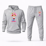Men's Strawberry Shortcake Hoodie Joggers Set - Grey digital placement mockup