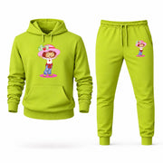 Men's Strawberry Shortcake Hoodie Joggers Set - Lime Green digital placement mockup