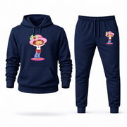 Men's Strawberry Shortcake Hoodie Joggers Set - Navy digital placement mockup