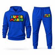 Men's Super Mario Hoodie Joggers Set - Blue digital placement mockup
