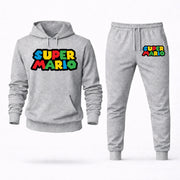 Men's Super Mario Hoodie Joggers Set - Grey digital placement mockup