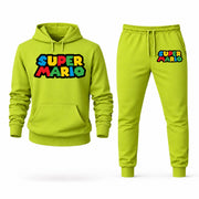 Men's Super Mario Hoodie Joggers Set - Lime Green digital placement mockup