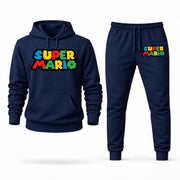 Men's Super Mario Hoodie Joggers Set - Navy digital placement mockup