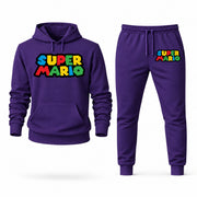 Men's Super Mario Hoodie Joggers Set - Purple digital placement mockup