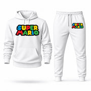 Men's Super Mario Hoodie Joggers Set - White digital placement mockup