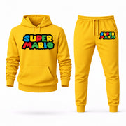 Men's Super Mario Hoodie Joggers Set - Yellow digital placement mockup
