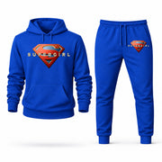 Men's Supergirl Hoodie Joggers Set - Blue digital placement mockup