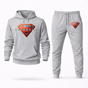 Men's Supergirl Hoodie Joggers Set - Grey digital placement mockup