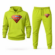 Men's Supergirl Hoodie Joggers Set - Lime Green digital placement mockup