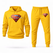 Men's Supergirl Hoodie Joggers Set - Yellow digital placement mockup